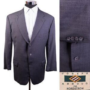 44R Classic-Fit Joseph Abboud GRAY PINSTRIPED Wool Three-Button Blazer Jacket